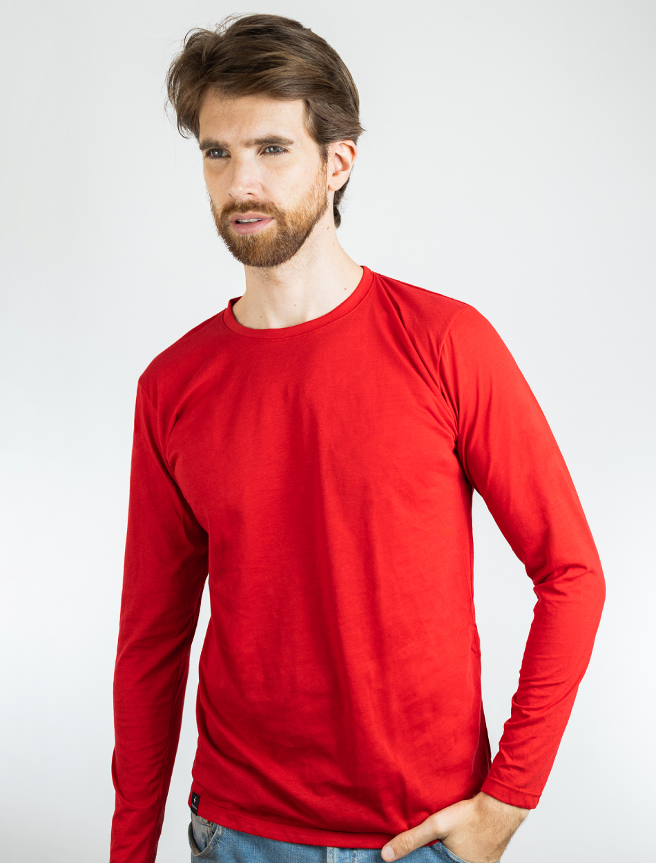 Camiseta Manga Larga Roja, Camisetas Premium